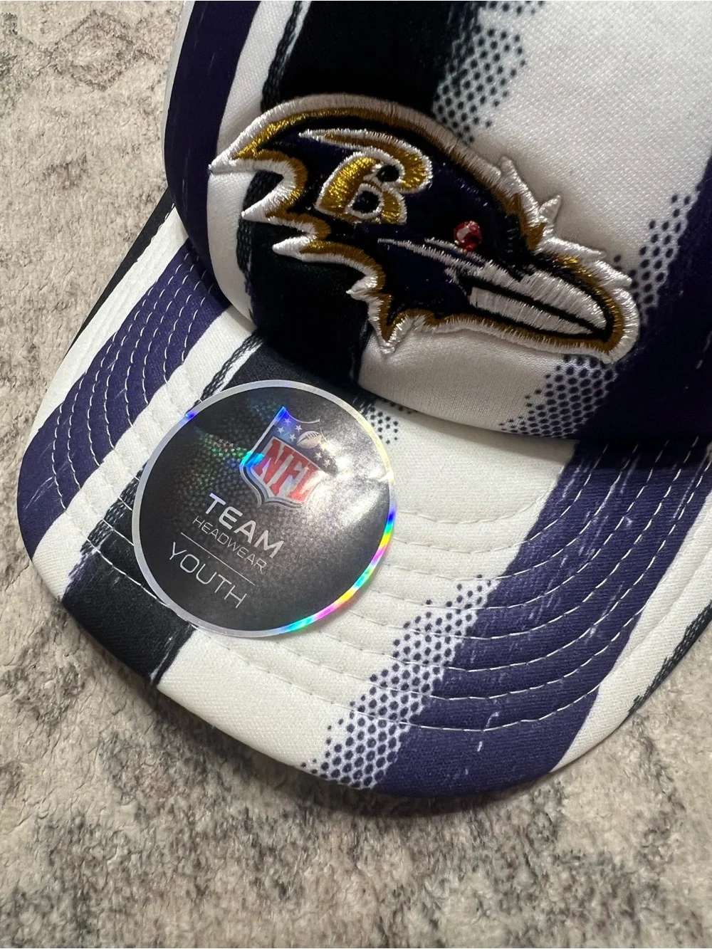 youth New Era Baltimore Ravens striped trucker hat SnapBack